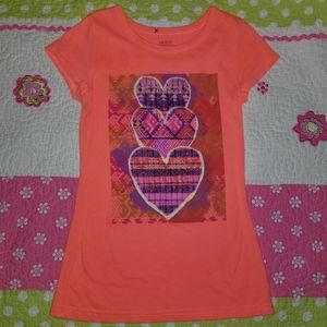 Girls Pride heart tee in bright orange
